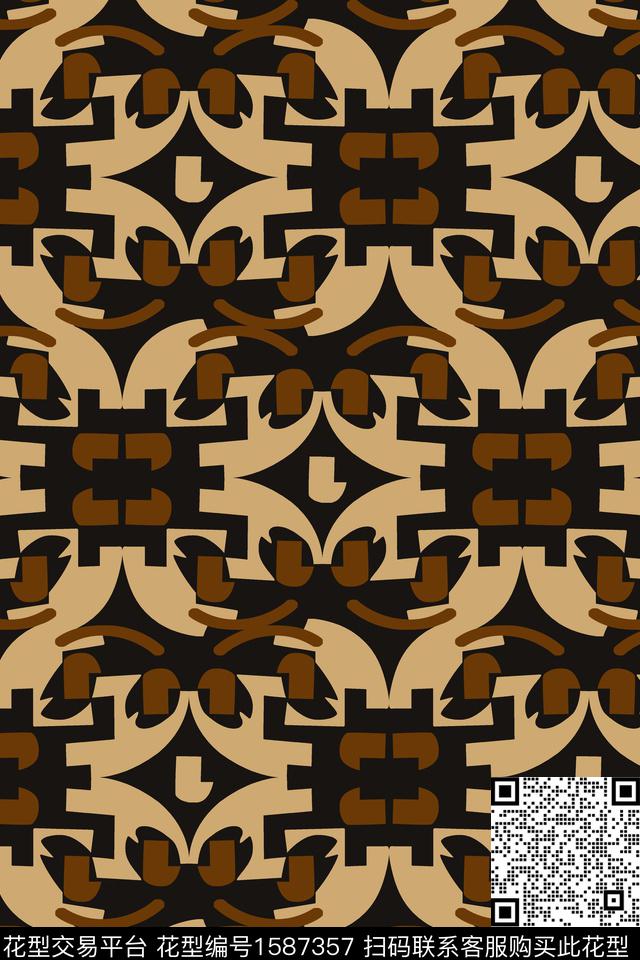 民族风棕色混合拼接传统印花华亿平台下载（图片编号: 1587357） - 瓦栏（Walan）