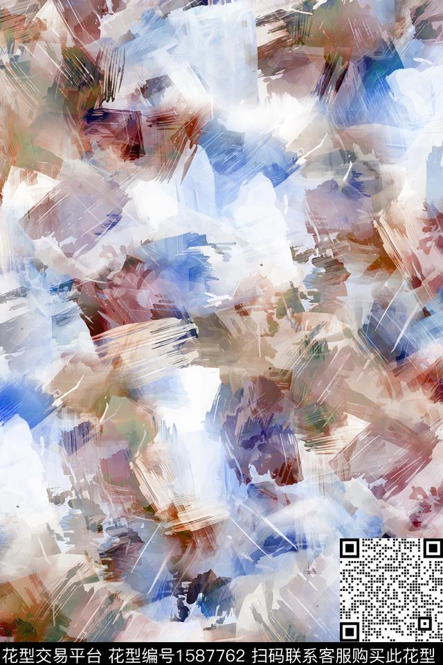 抽象涂鸦水彩数码印花华亿平台下载（图片编号: 1587762） - 瓦栏（Walan）