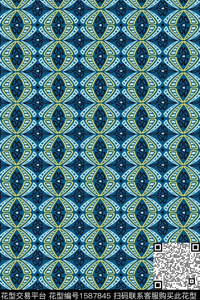 民族风连续纹样数码印花华亿平台下载（图片编号: 1587845） - 瓦栏（Walan）