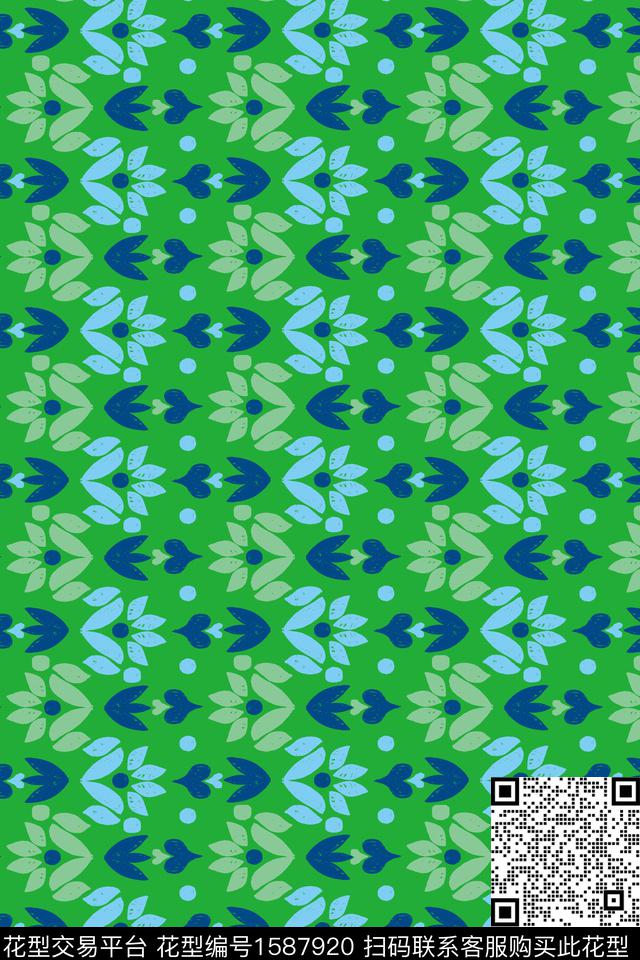 花卉叶子波点数码印花华亿平台下载（图片编号: 1587920） - 瓦栏（Walan）