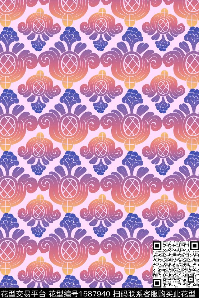 民族风礼品古典花纹数码印花华亿平台下载（图片编号: 1587940） - 瓦栏（Walan）