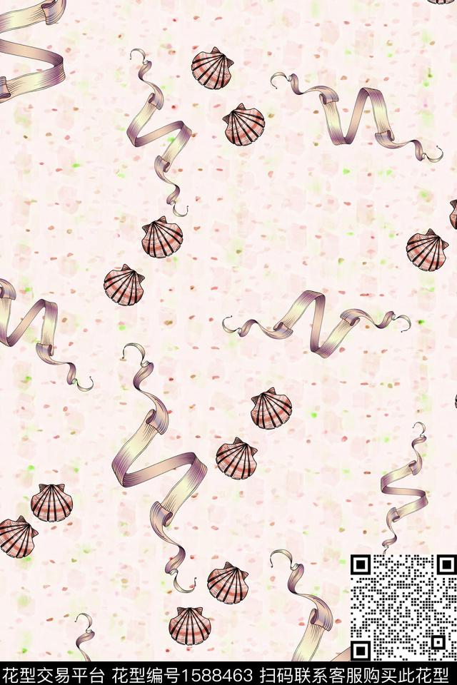 趣味底纹贝壳数码印花华亿平台下载（图片编号: 1588463） - 瓦栏（Walan）