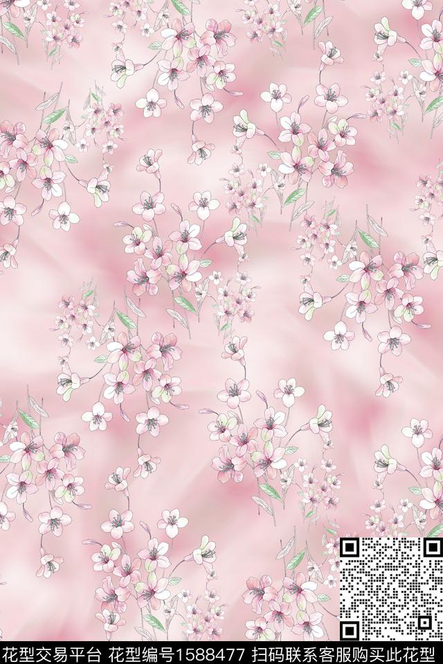 植物水彩花卉小碎花数码印花华亿平台下载（图片编号: 1588477） - 瓦栏（Walan）