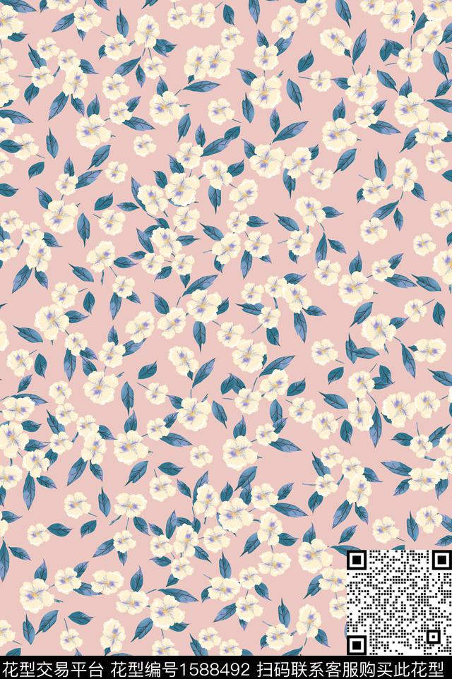 花卉年轻女性小碎花数码印花华亿平台下载（图片编号: 1588492） - 瓦栏（Walan）