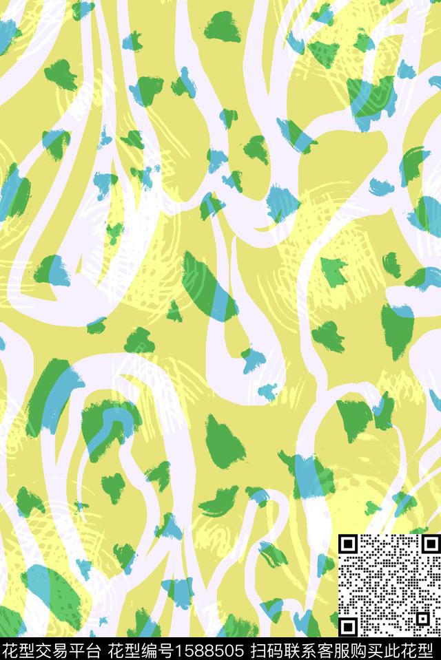 抽象笔触线条数码印花华亿平台下载（图片编号: 1588505） - 瓦栏（Walan）