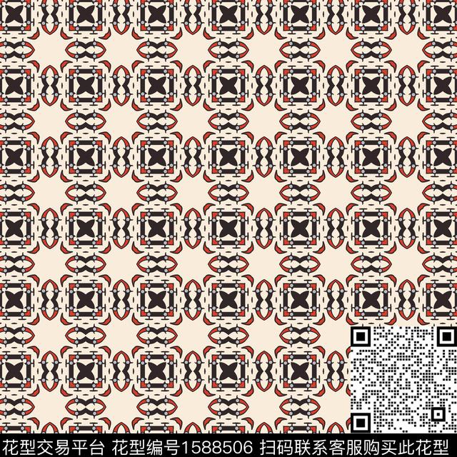 连续民族风几何数码印花华亿平台下载（图片编号: 1588506） - 瓦栏（Walan）