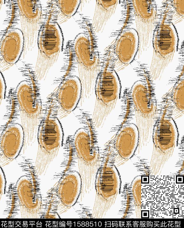 抽象笔触几何数码印花华亿平台下载（图片编号: 1588510） - 瓦栏（Walan）