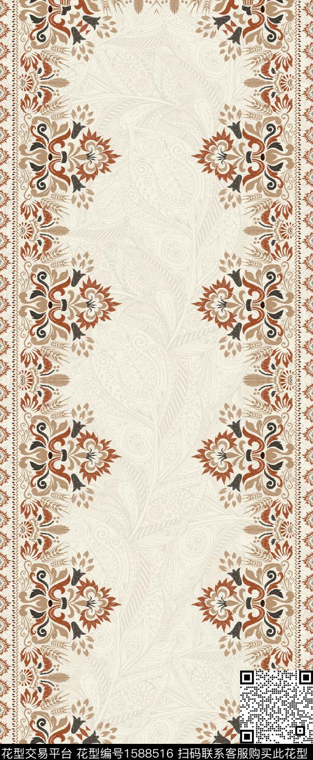 底纹长巾民族风数码印花华亿平台下载（图片编号: 1588516） - 瓦栏（Walan）