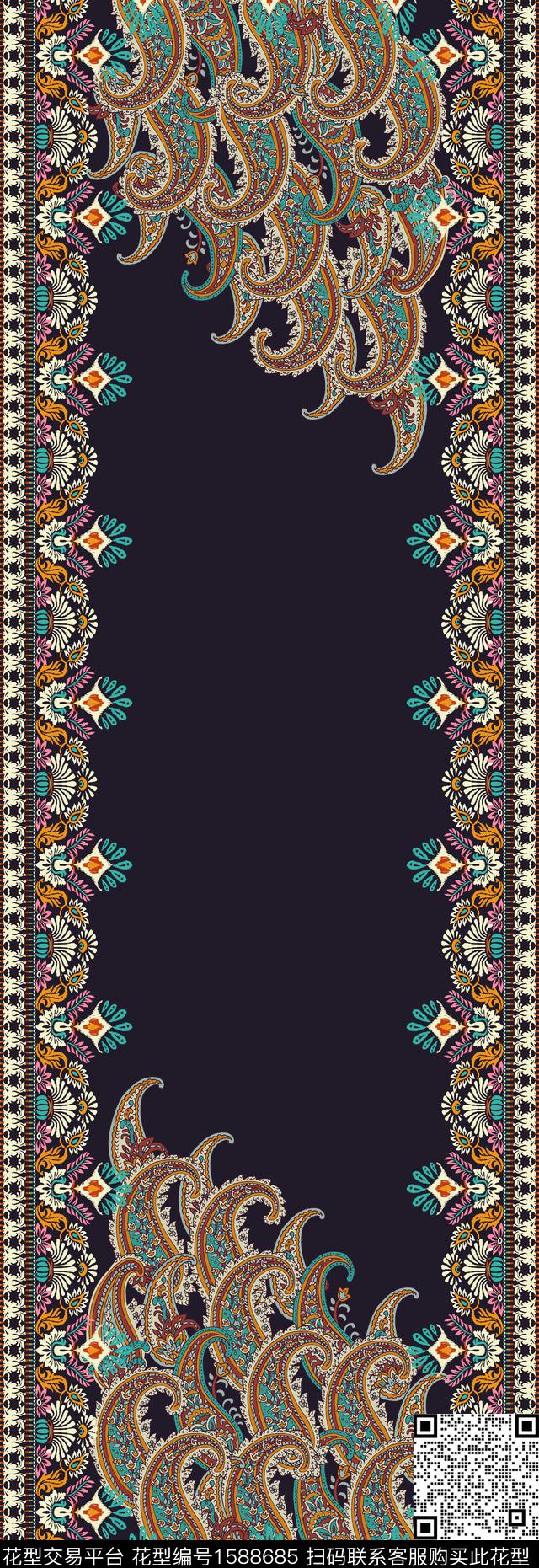 围巾长巾佩斯利数码印花华亿平台下载（图片编号: 1588685） - 瓦栏（Walan）