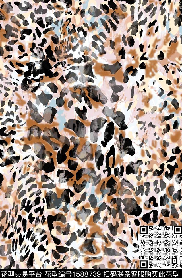 豹纹动物纹抽象数码印花华亿平台下载（图片编号: 1588739） - 瓦栏（Walan）