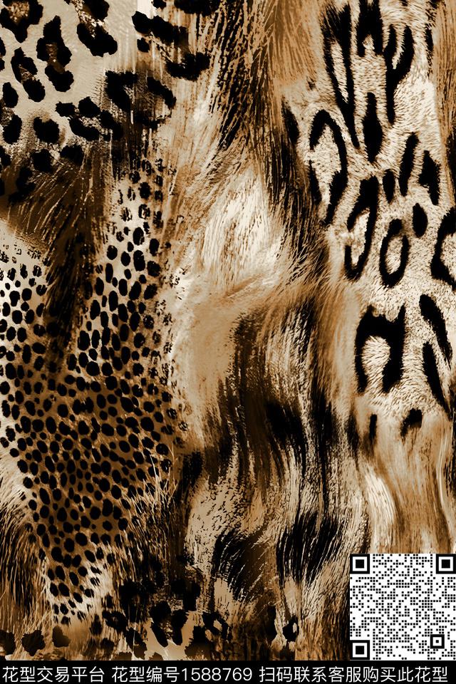豹纹动物纹抽象数码印花华亿平台下载（图片编号: 1588769） - 瓦栏（Walan）