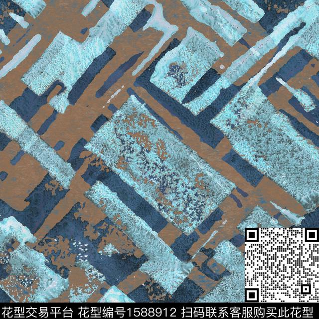 抽象肌理混合拼接数码印花华亿平台下载（图片编号: 1588912） - 瓦栏（Walan）