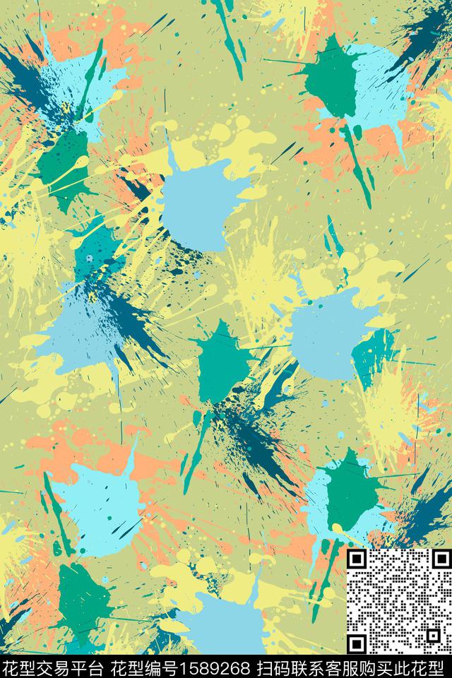 抽象涂鸦泼墨数码印花华亿平台下载（图片编号: 1589268） - 瓦栏（Walan）