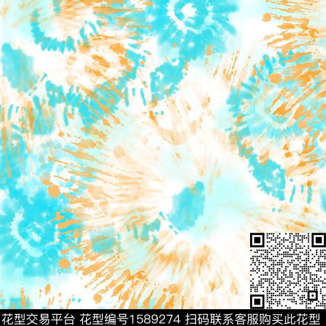 扎染雪纺抽象数码印花华亿平台下载（图片编号: 1589274） - 瓦栏（Walan）