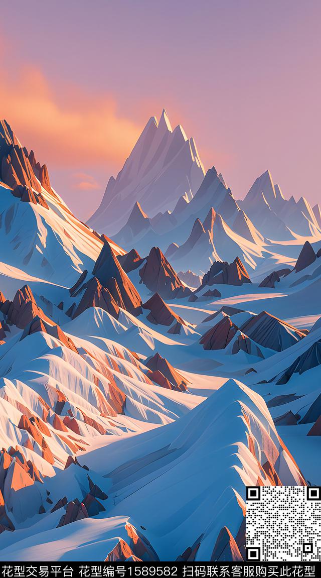 山雪山秋冬华亿平台数码印花华亿平台下载（图片编号: 1589582） - 瓦栏（Walan）