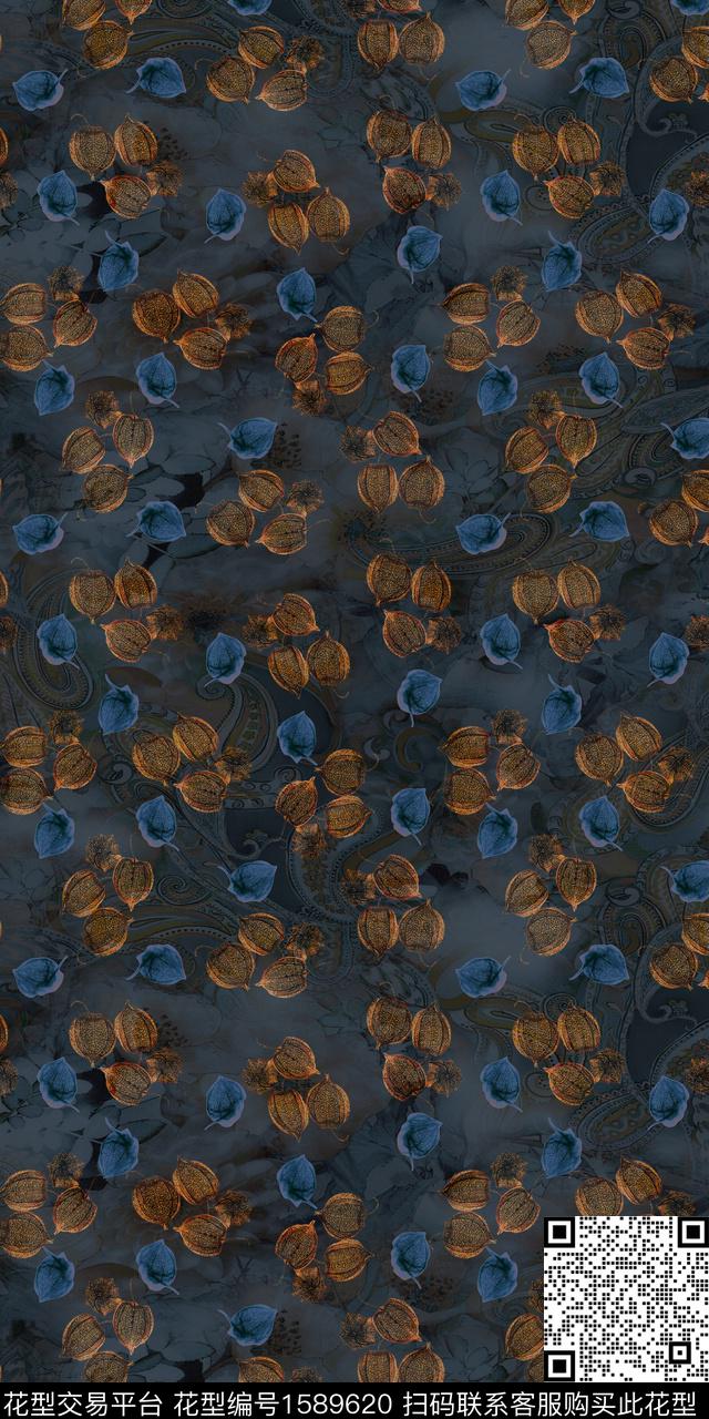 底纹民族风佩斯利数码印花华亿平台下载（图片编号: 1589620） - 瓦栏（Walan）