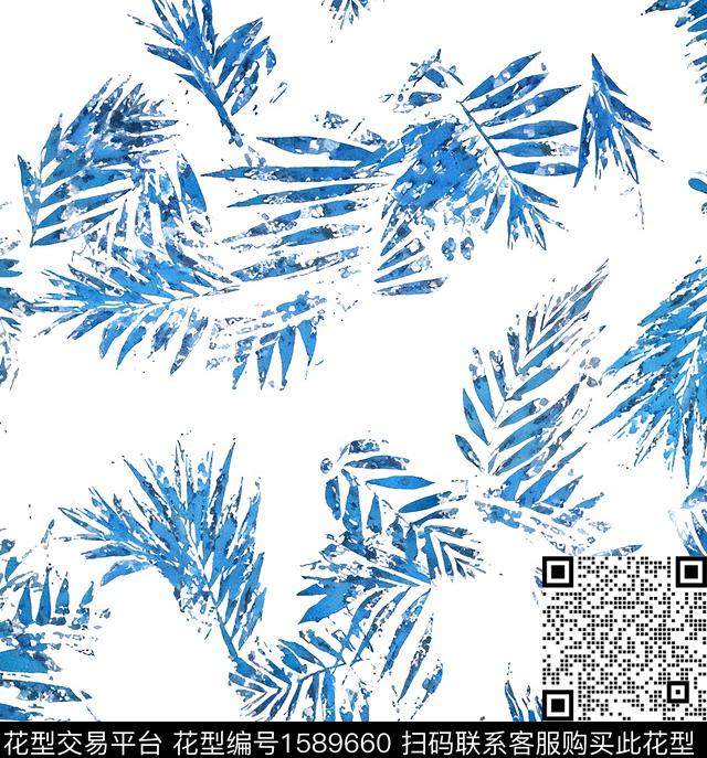 白底花花卉水彩花卉数码印花华亿平台下载（图片编号: 1589660） - 瓦栏（Walan）