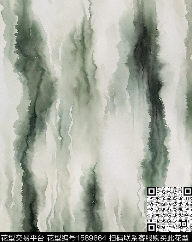 抽象水彩波浪纹数码印花华亿平台下载（图片编号: 1589664） - 瓦栏（Walan）