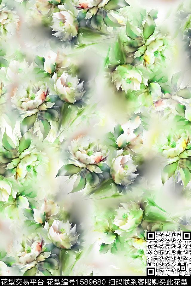 大牌风水彩手绘数码印花华亿平台下载（图片编号: 1589680） - 瓦栏（Walan）