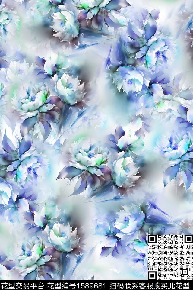 大牌风水彩手绘数码印花华亿平台下载（图片编号: 1589681） - 瓦栏（Walan）