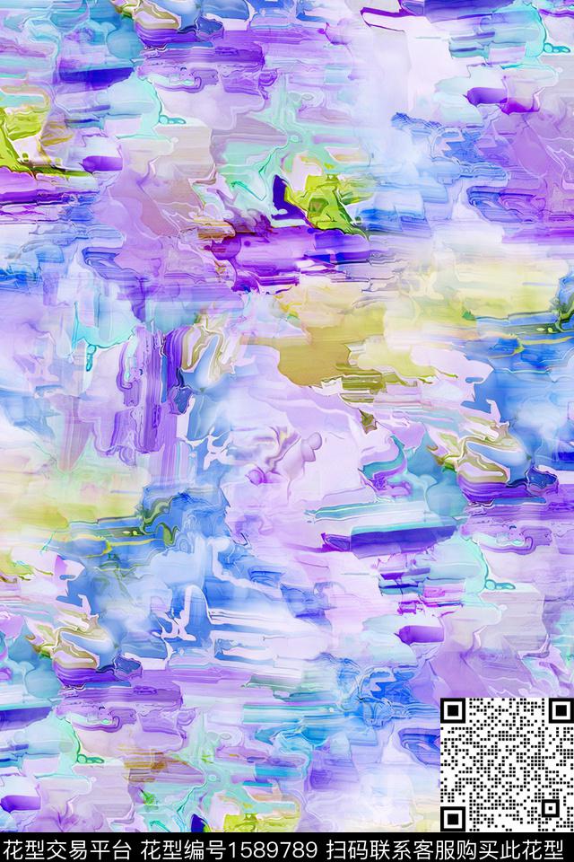 肌理水彩抽象数码印花华亿平台下载（图片编号: 1589789） - 瓦栏（Walan）