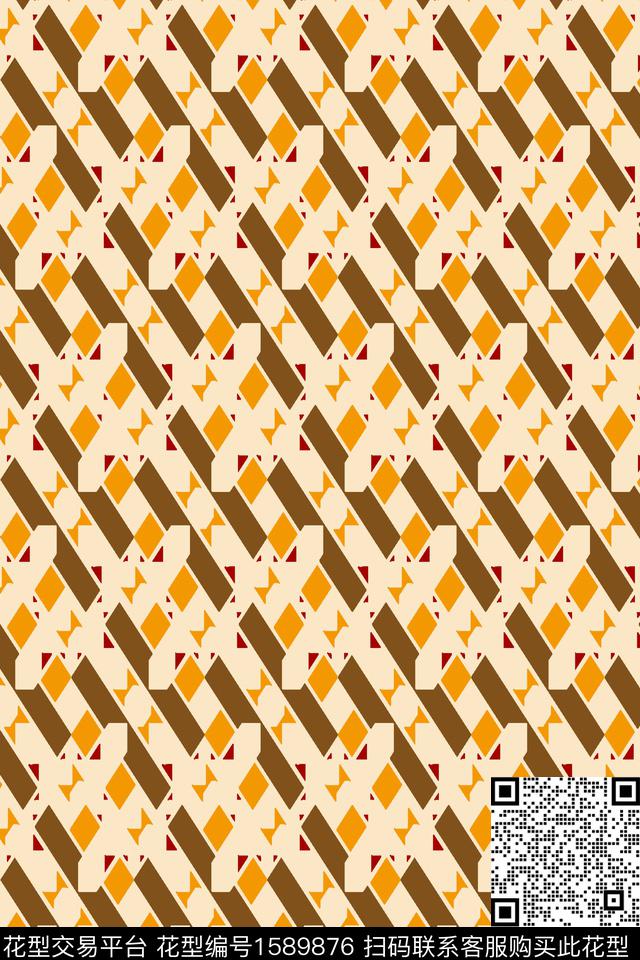 几何格子条纹数码印花华亿平台下载（图片编号: 1589876） - 瓦栏（Walan）