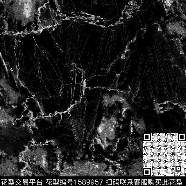 抽象大理石黑白数码印花华亿平台下载（图片编号: 1589957） - 瓦栏（Walan）