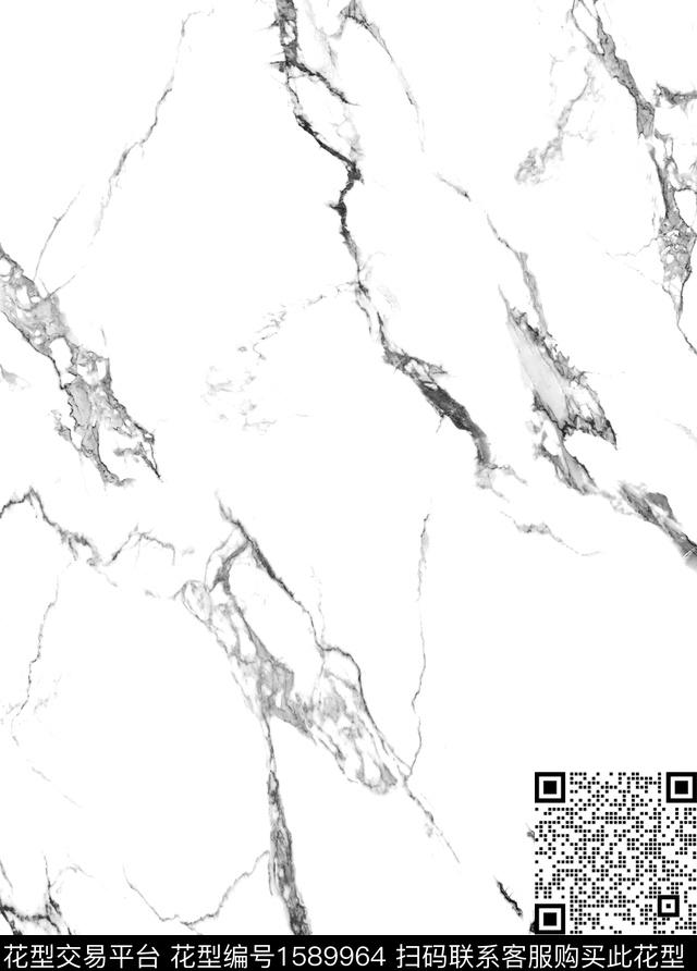 抽象大理石黑白数码印花华亿平台下载（图片编号: 1589964） - 瓦栏（Walan）