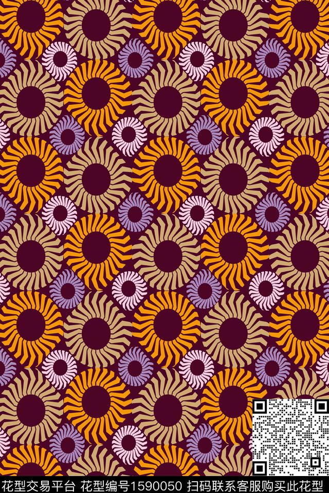 连续螺旋几何传统印花华亿平台下载（图片编号: 1590050） - 瓦栏（Walan）