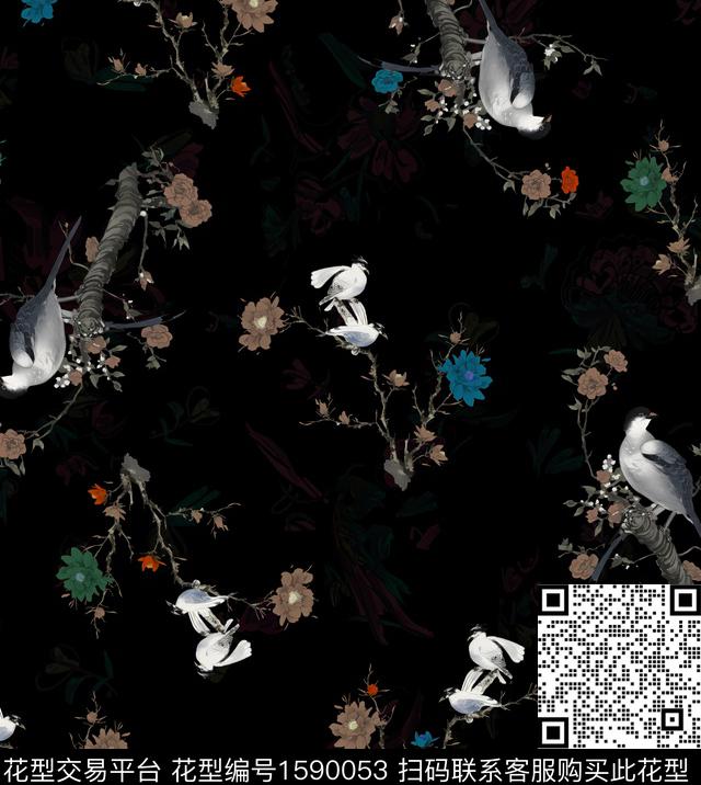 影花小碎花大牌风数码印花华亿平台下载（图片编号: 1590053） - 瓦栏（Walan）