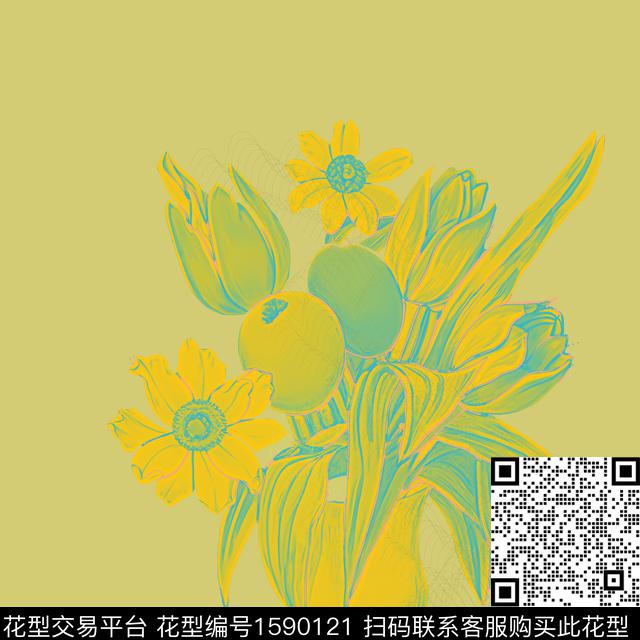 花卉盆栽数码印花华亿平台下载（图片编号: 1590121） - 瓦栏（Walan）