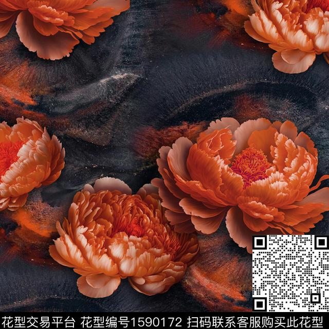 大花底纹立体花卉数码印花华亿平台下载（图片编号: 1590172） - 瓦栏（Walan）