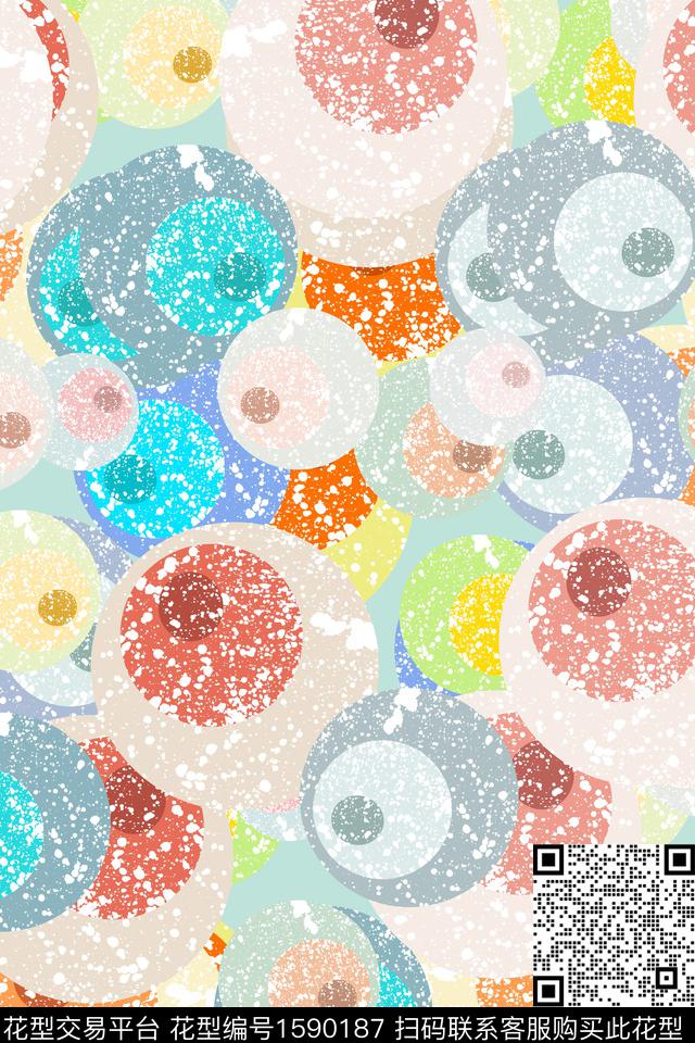 几何圆斑点传统印花华亿平台下载（图片编号: 1590187） - 瓦栏（Walan）