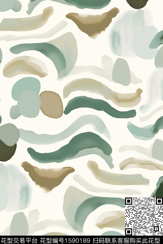 抽象水彩涂鸦数码印花华亿平台下载（图片编号: 1590189） - 瓦栏（Walan）