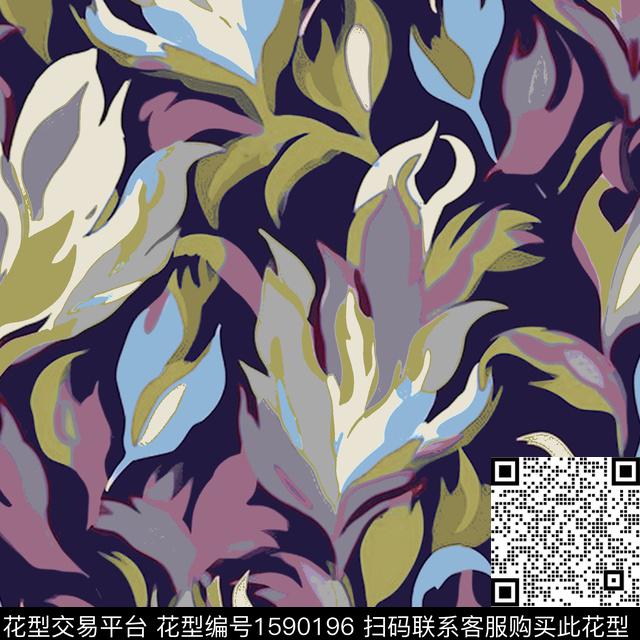 抽象花卉抽象数码印花华亿平台下载（图片编号: 1590196） - 瓦栏（Walan）