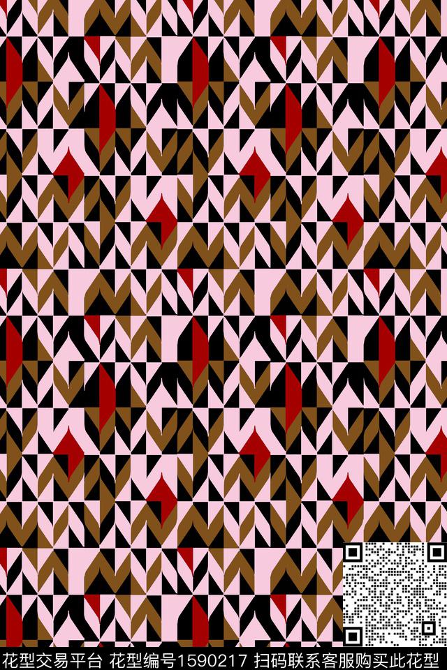 几何连续格子数码印花华亿平台下载（图片编号: 1590217） - 瓦栏（Walan）