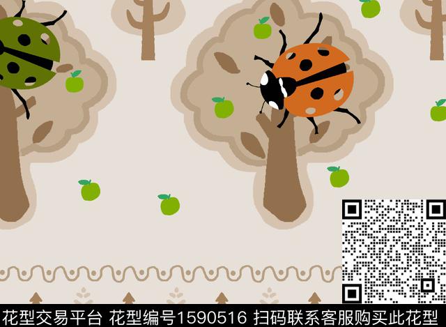 定位树木瓢虫数码印花华亿平台下载（图片编号: 1590516） - 瓦栏（Walan）