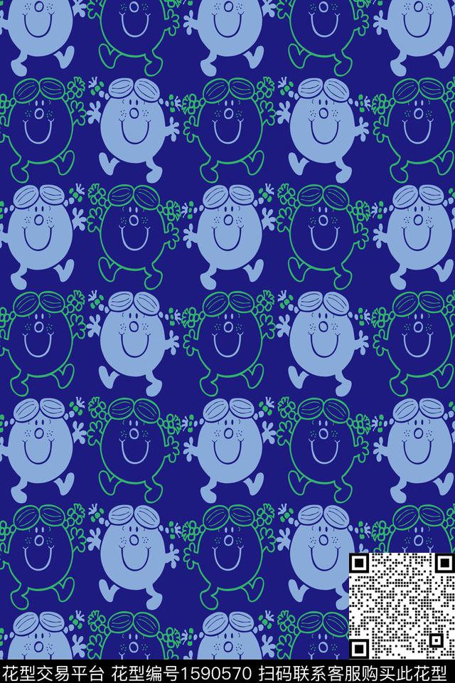 卡通蓝色跳舞传统印花华亿平台下载（图片编号: 1590570） - 瓦栏（Walan）