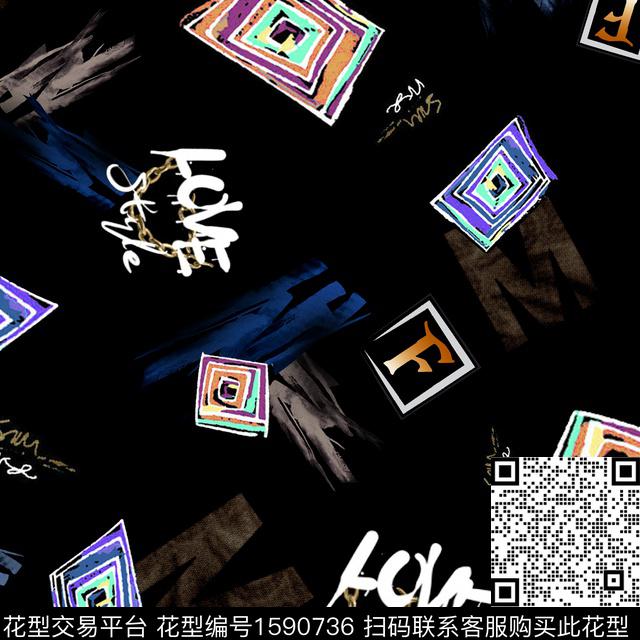 几何抽象文字数码印花华亿平台下载（图片编号: 1590736） - 瓦栏（Walan）