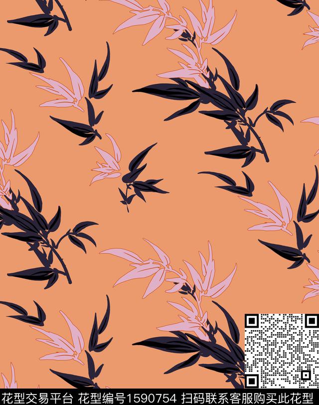 竹叶绿植树叶简约传统印花华亿平台下载（图片编号: 1590754） - 瓦栏（Walan）