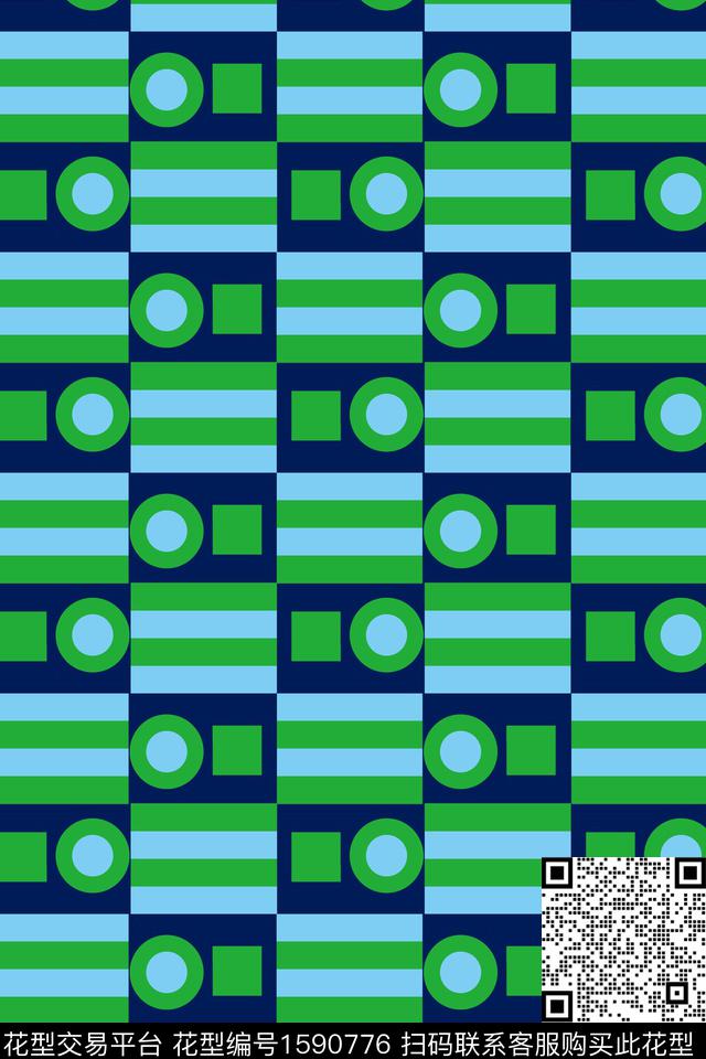 绿色几何条纹传统印花华亿平台下载（图片编号: 1590776） - 瓦栏（Walan）