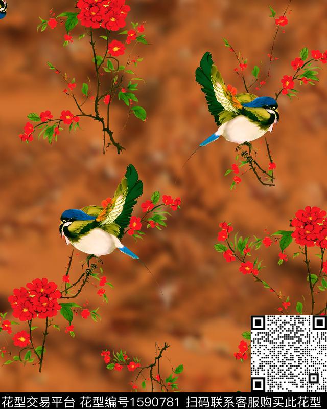 朦胧底纹花卉数码印花华亿平台下载（图片编号: 1590781） - 瓦栏（Walan）