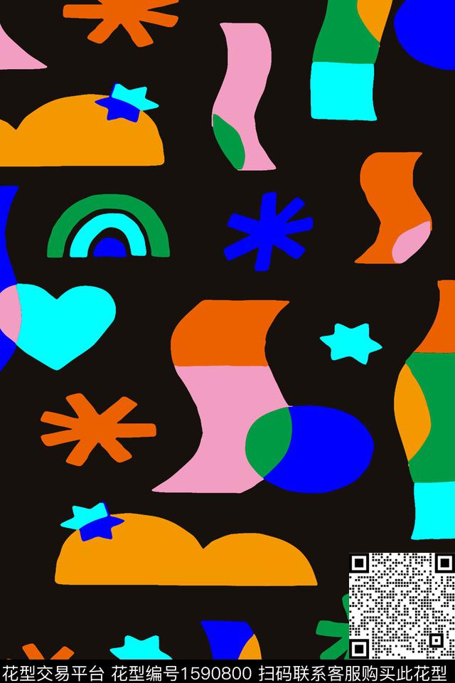 几何炫彩抽象传统印花华亿平台下载（图片编号: 1590800） - 瓦栏（Walan）