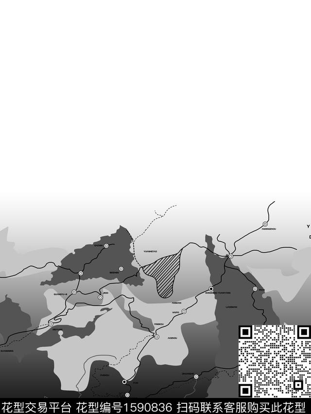 定位花地图几何数码印花华亿平台下载（图片编号: 1590836） - 瓦栏（Walan）