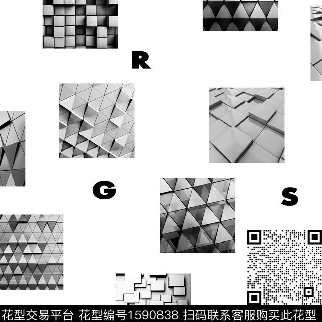 几何字母立体几何数码印花华亿平台下载（图片编号: 1590838） - 瓦栏（Walan）