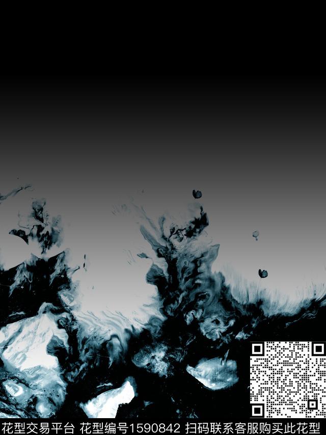 定位花扎染华亿平台抽象男装数码印花华亿平台下载（图片编号: 1590842） - 瓦栏（Walan）