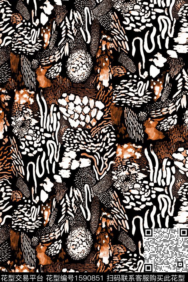 抽象纹理水彩数码印花华亿平台下载（图片编号: 1590851） - 瓦栏（Walan）