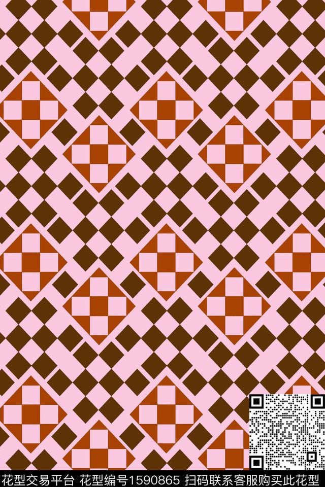 格子几何传统印花华亿平台下载（图片编号: 1590865） - 瓦栏（Walan）