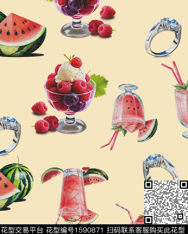 冰激凌西瓜戒指数码印花华亿平台下载（图片编号: 1590871） - 瓦栏（Walan）