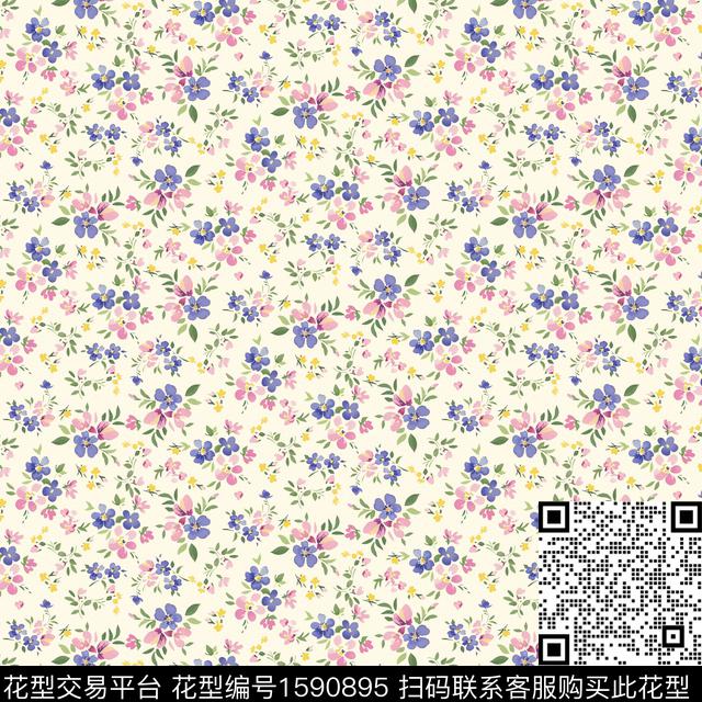 小碎花小清新花卉数码印花华亿平台下载（图片编号: 1590895） - 瓦栏（Walan）